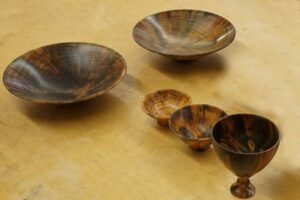 Norfolk Island Pine bowls soaked in linseed oil after Kelly Dunn