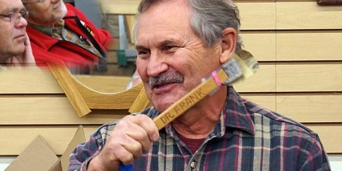 John A. with "Dr. Frank" sanding stick