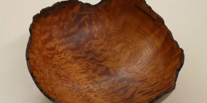 Curly Redwood with burnt edge and stitches