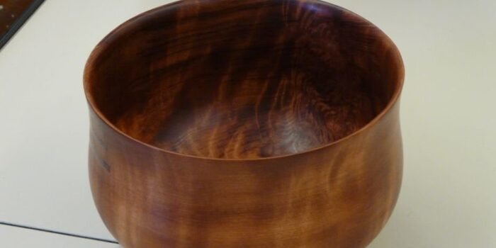 Redwood bowl with stitches